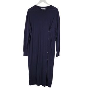 ZARA Navy Blue Midi Sweater Dress Womens Large Wool blend Oversized Minimal